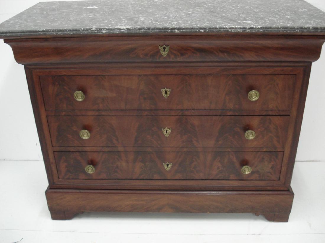 19TH C. LOUIS PHILIPPE MAHOGANY MARBLE TOP COMMODE (1 of 5)