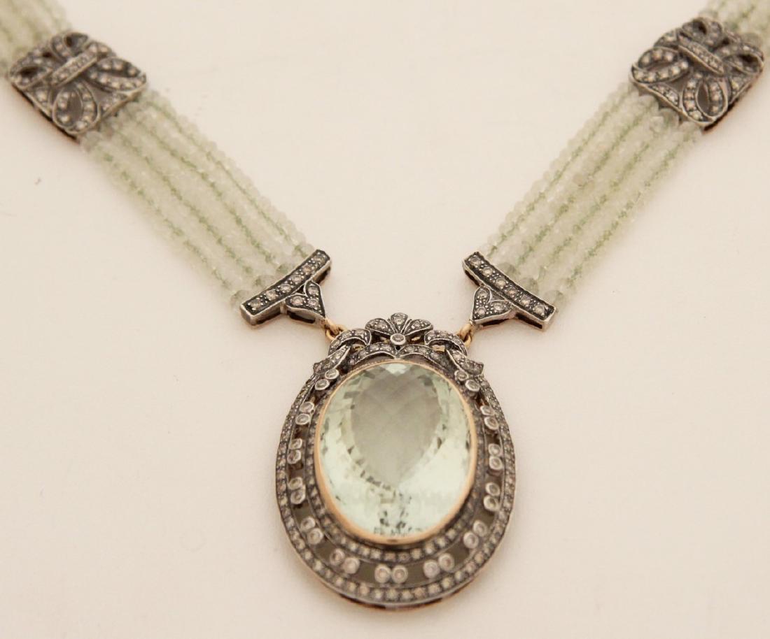 18K DIAMOND AND GREEN AMETHYST NECKLACE (1 of 2)