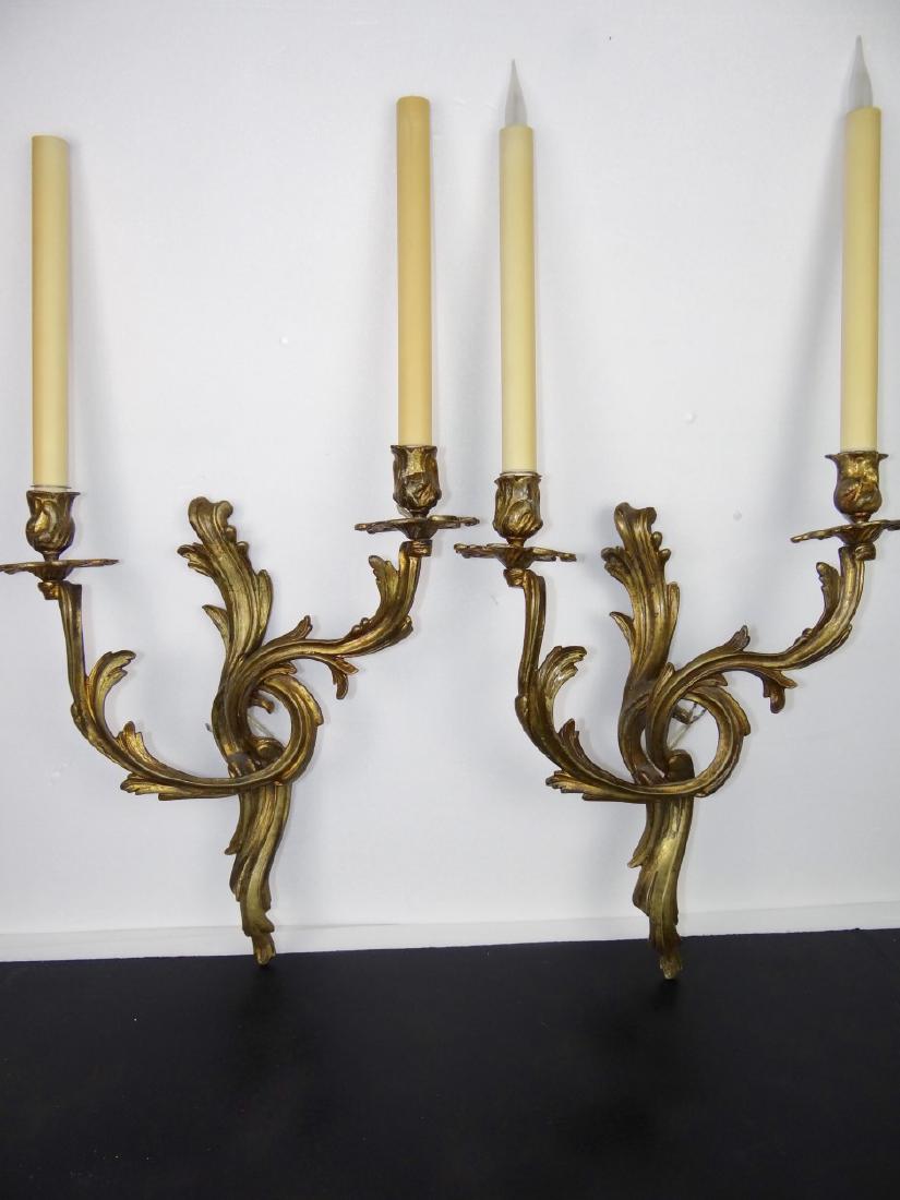 PR. OF LOUIS XV STYLE BRONZE 2 LIGHT SCONCES (1 of 3)