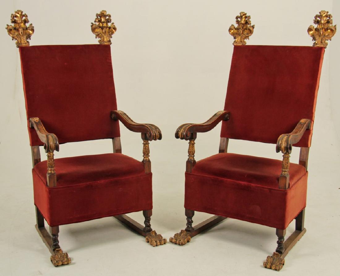 IMPRESSIVE PR. OF ITALIAN BAROQUE WALNUT CHAIRS (1 of 5)