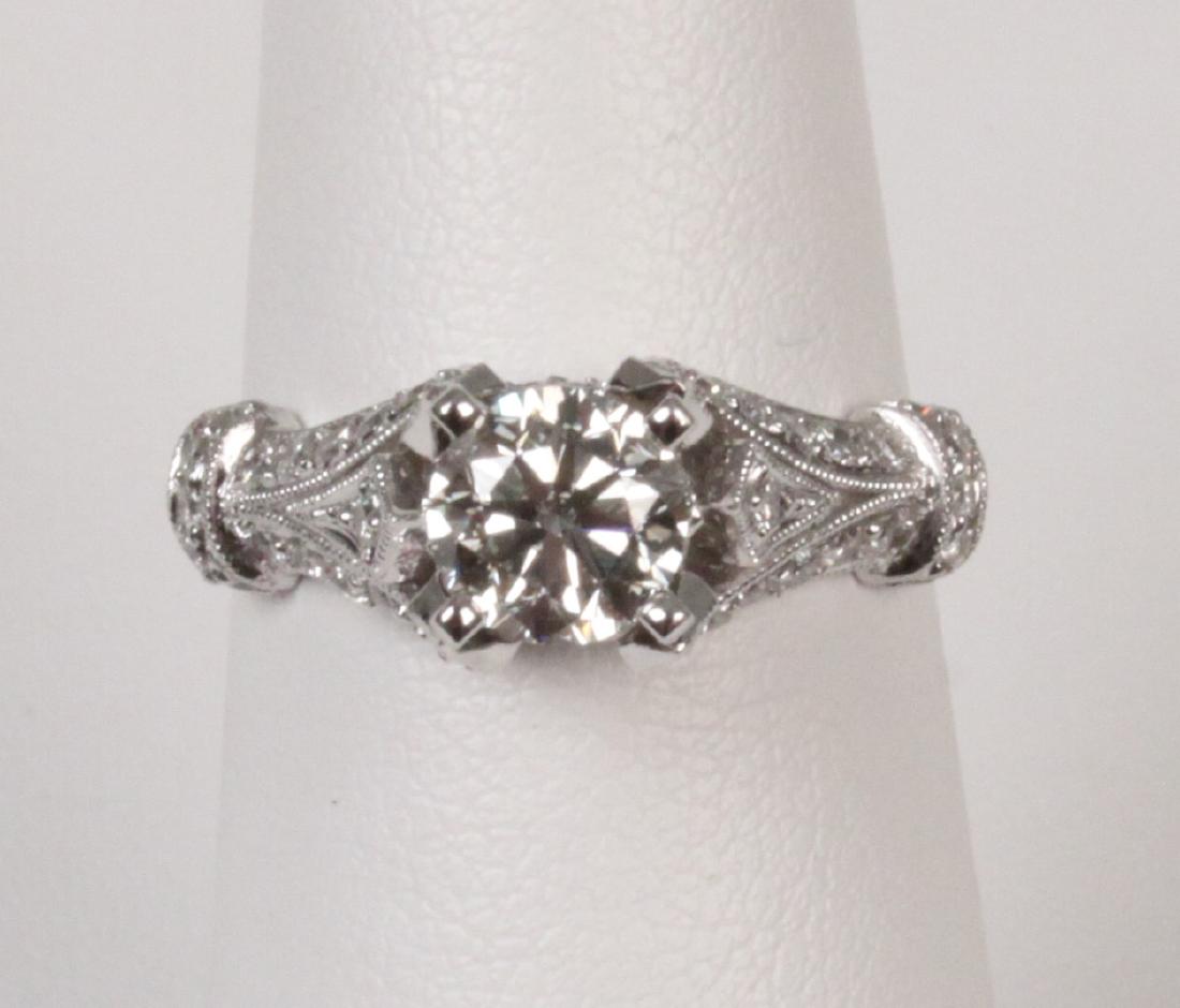 18K WHITE GOLD WEDDING RING WITH 0.90 CT CENTER STONE (1 of 7)