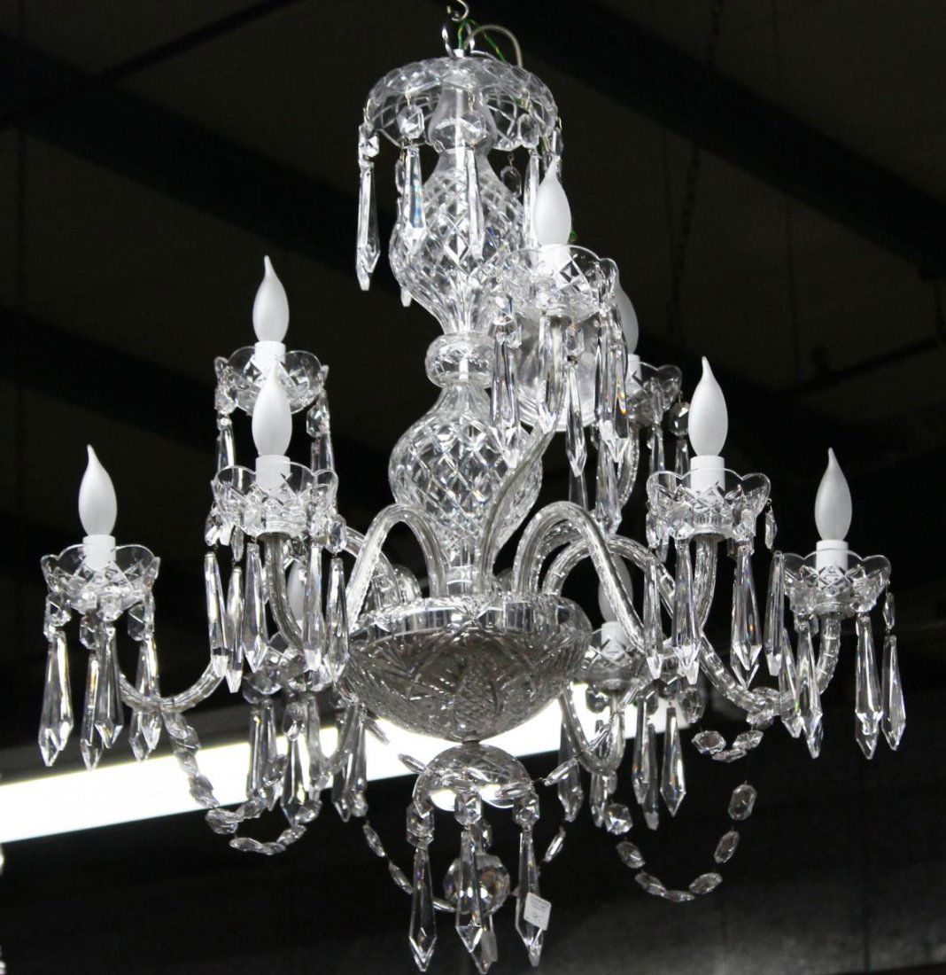 WATERFORD DESIGN CUT GLASS 9 LIGHT CHANDELIER (1 of 3)
