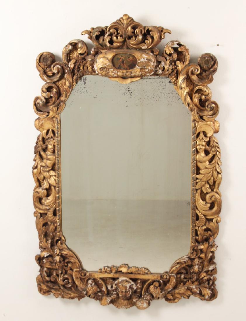 EARLY CONTINENTAL BAROQUE CARVED MIRROR (1 of 6)