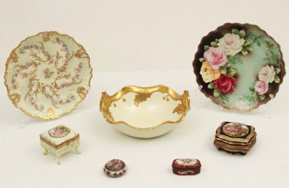 7 PC. MISC. LOT OF FRENCH HANDPAINTED PORCELAINS (1 of 9)