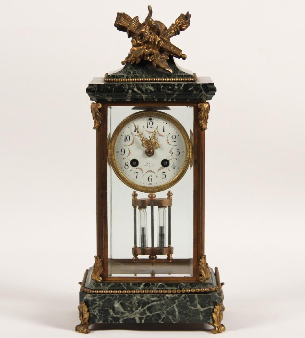FRENCH CRYSTAL AND MARBLE TABLE REGULATOR CLOCK (1 of 5)
