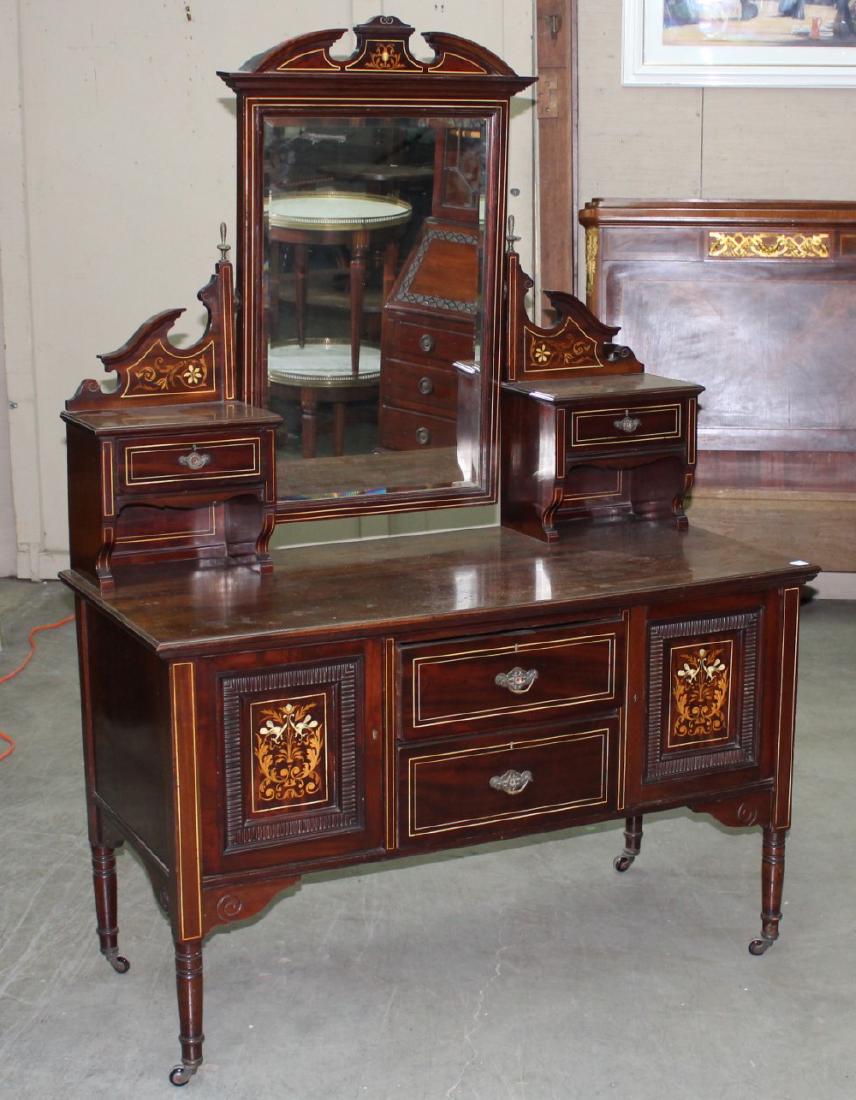 MAHOGANY AND EXOTIC INLAID DRESSING TABLE (1 of 1)
