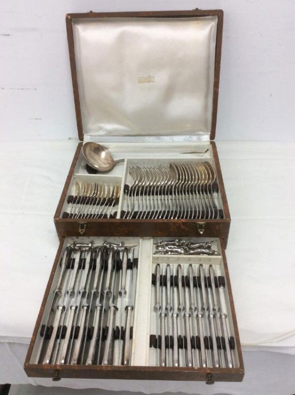 COMPLETE SET OF FRENCH SILVER PLATED FLATWARE (1 of 3)