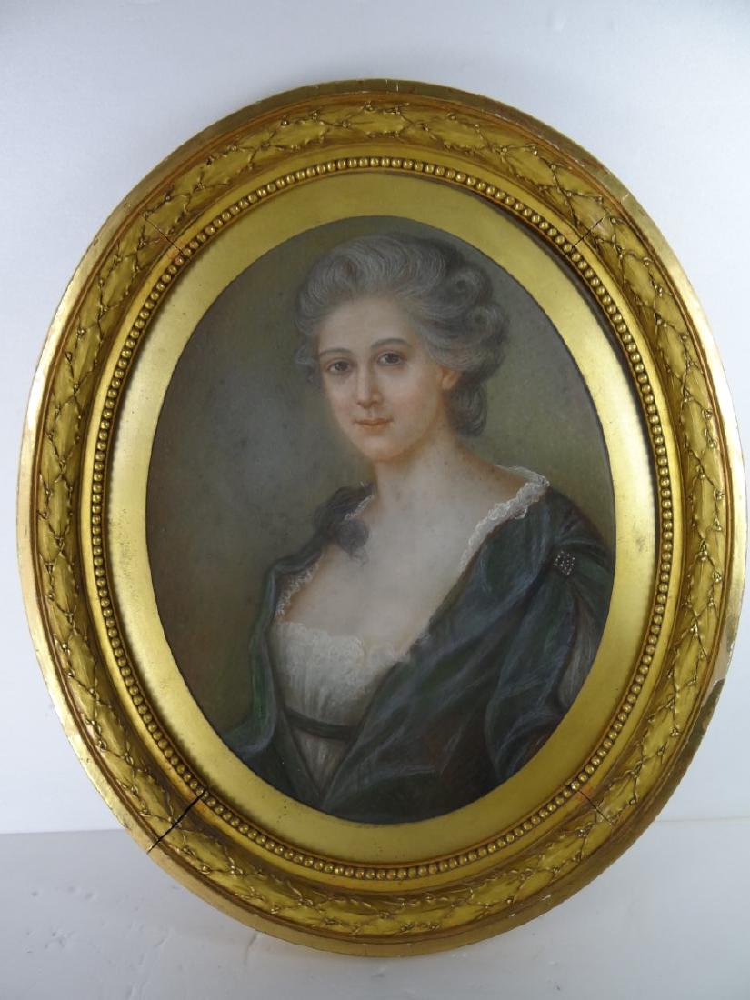 OVAL GOLD GILT FRAMED PASTEL PORTRAIT OF WOMAN (1 of 3)