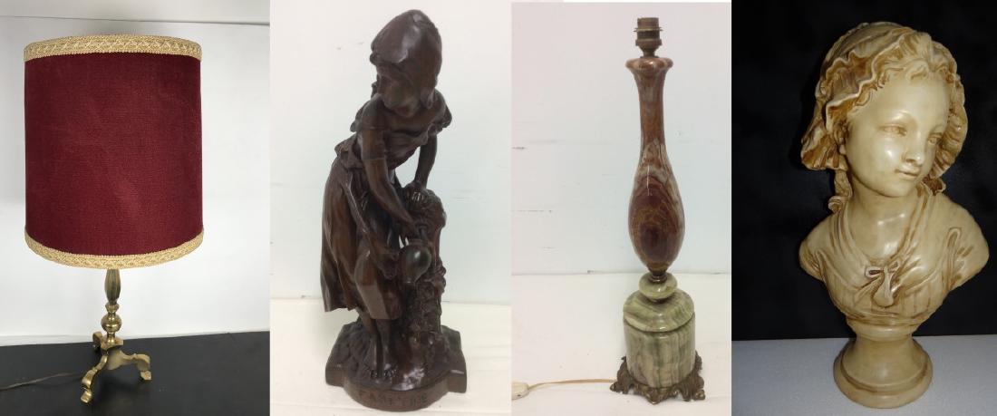 4 PIECE MISC.LOT; TWO FIGURES AND TWO LAMPS (1 of 10)