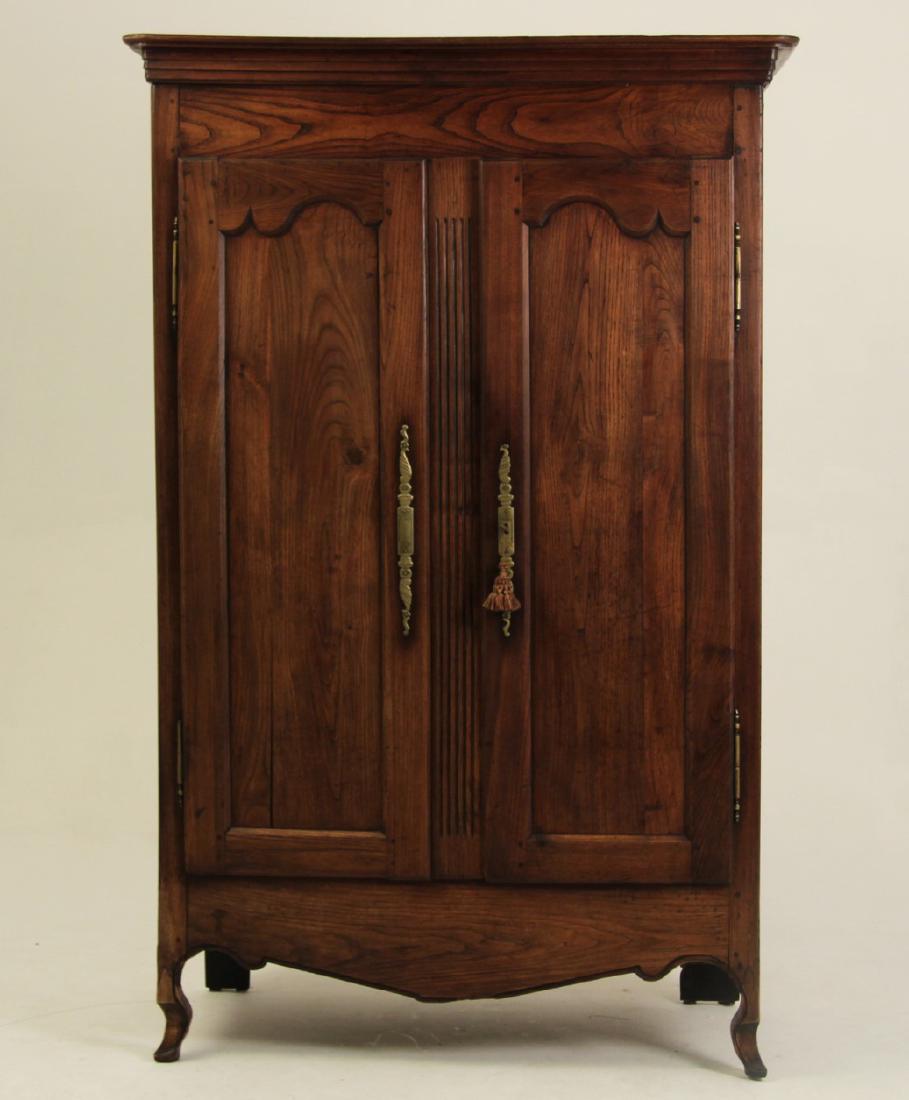 FRENCH PROVINCIAL SOLID ELM WOOD ARMOIRE (1 of 3)
