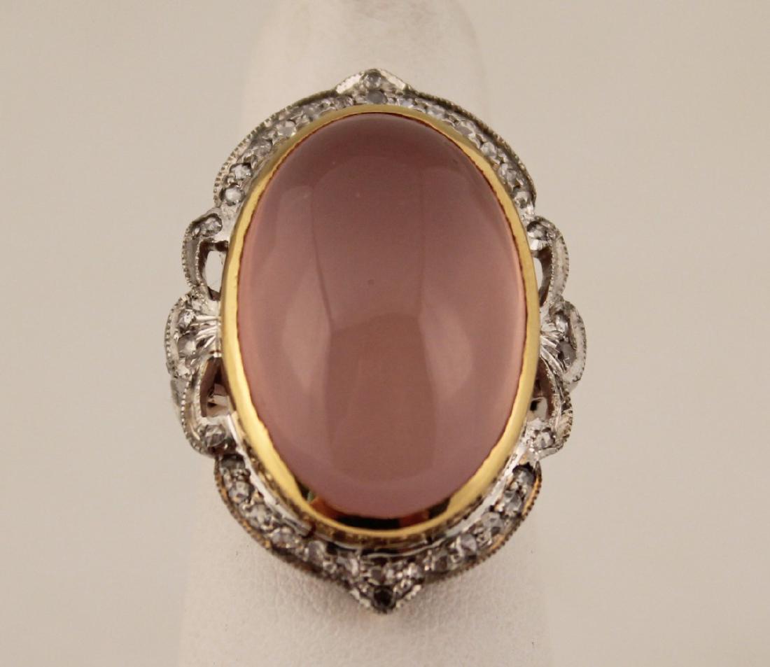 18K DIAMOND AND ROSE QUARTZ RING (1 of 2)