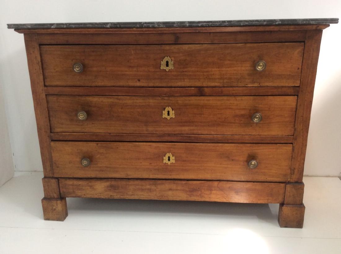 FRENCH FRUITWOOD MARBLE TOP COMMODE (1 of 5)