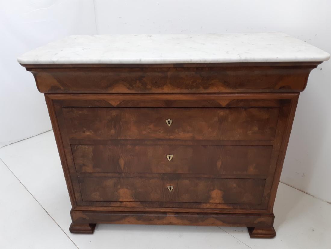 LOUIS PHILIPPE WALNUT MARBLE TOP COMMODE (1 of 3)