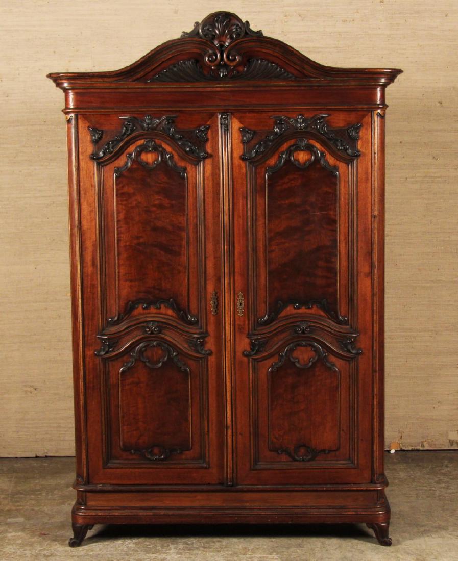 FRENCH CARVED MAHOGANY ARMOIRE (1 of 3)