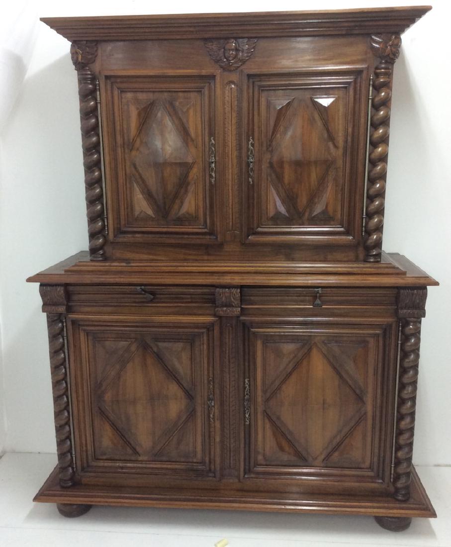 19TH C. LOUIS XIII STYLE WALNUT 2 PART CABINET (1 of 6)