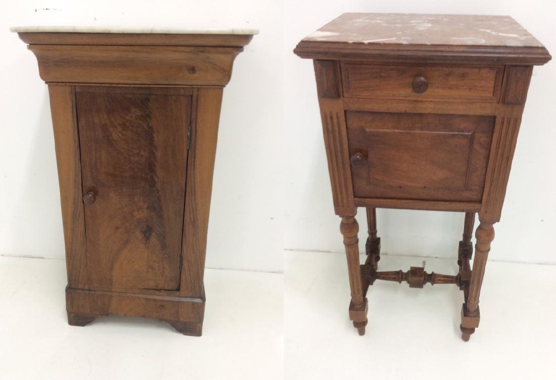 2 MISC. FRENCH WALNUT M/TOP BEDSIDE CABINETS (1 of 8)