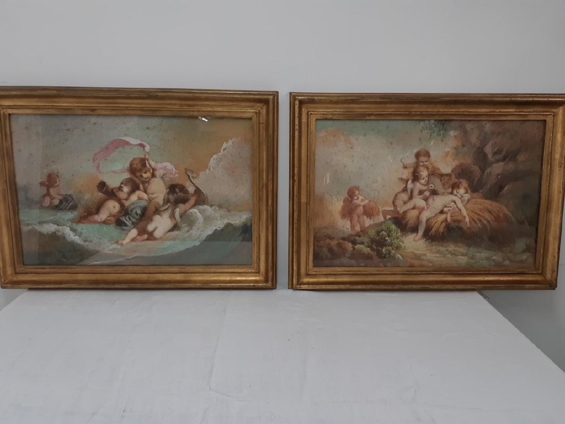 AUDIN, PR OF FRAMED WATERCOLORS ON PAPER (1 of 3)