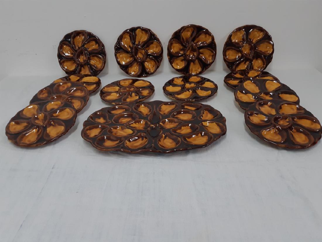 13 PC. FRENCH GLAZED FAIENCE OYSTER SERVICE (1 of 3)
