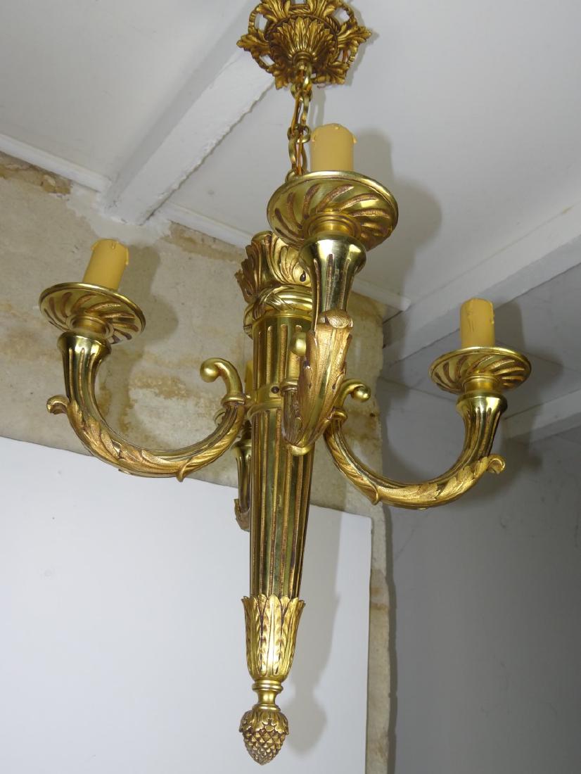 FRENCH GILT BRONZE 4 LIGHT CHANDELIER (1 of 5)