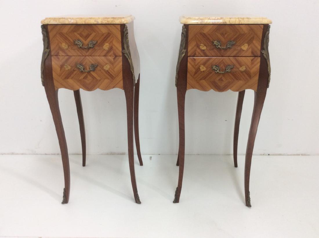 PR. OF LOUIS XV STYLE M/TOP BEDSIDE COMMODES (1 of 4)