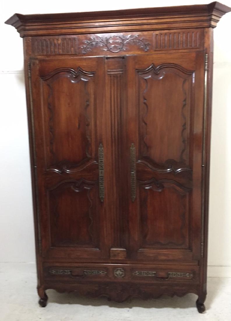 19TH C. LOUIS XV STYLE WALNUT ARMOIRE (1 of 7)