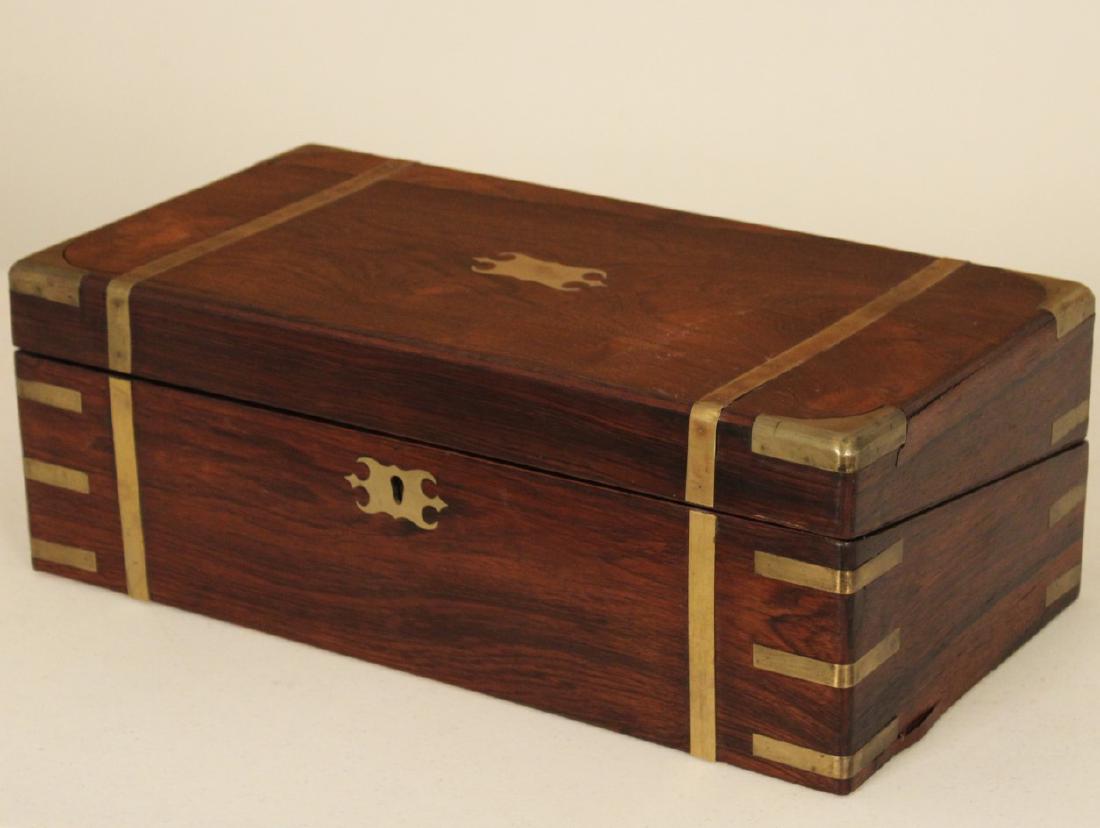 LARGE ENGLISH ROSEWOOD BRASS BOUND LAP DESK (1 of 2)