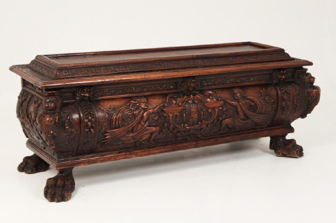 18TH C. BAROQUE CARVED WALNUT ITALIAN CASSONE (1 of 5)