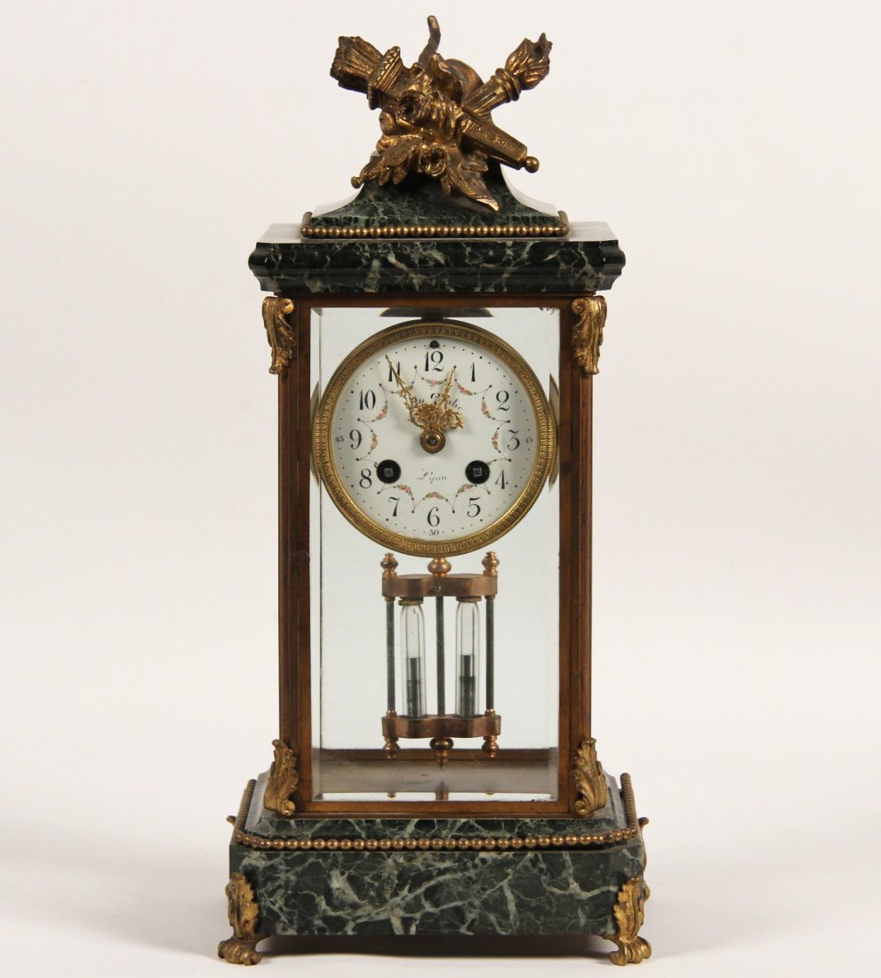 FRENCH CRYSTAL AND MARBLE TABLE REGULATOR CLOCK (1 of 5)