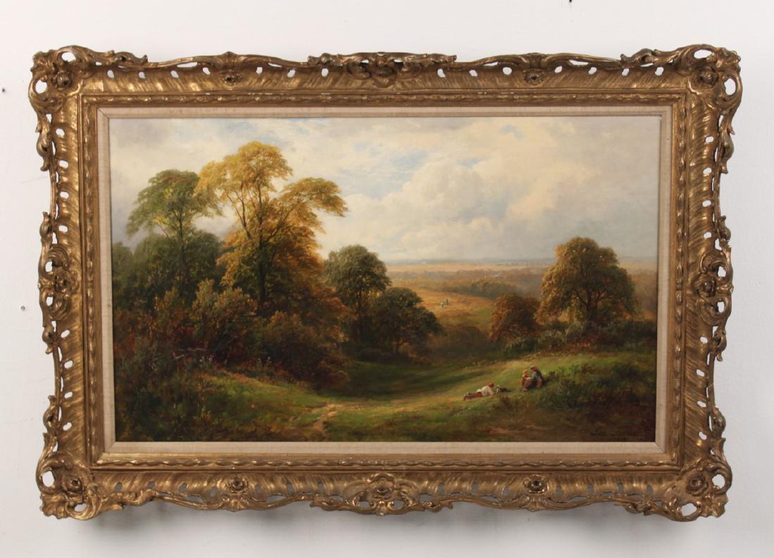 TURNER, 19TH O/C LANDSCAPE PAINTING OF TRAVELERS (1 of 2)