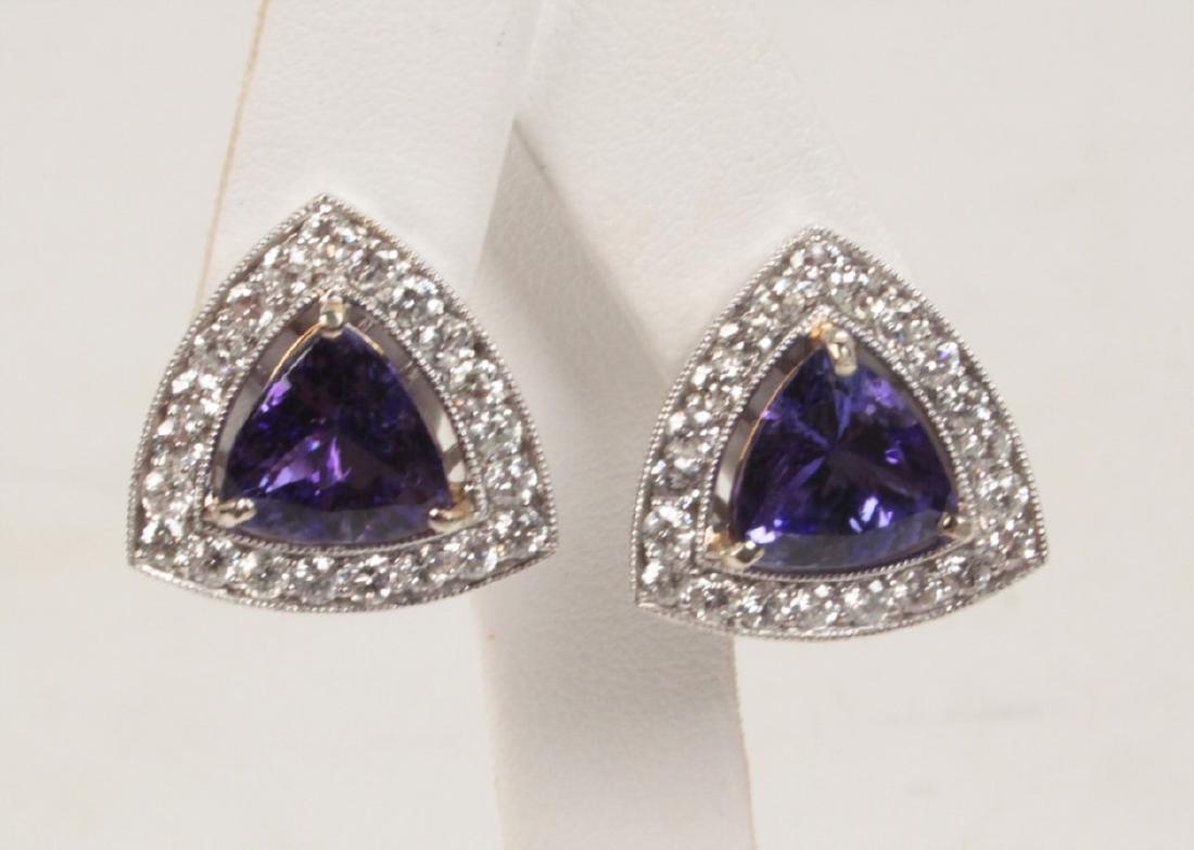 PAIR OF DIAMOND AND TANZANITE EARRINGS (1 of 1)
