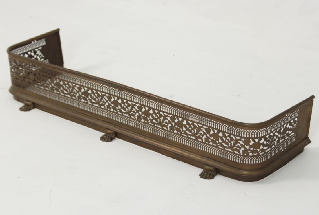 ENGLISH REGENCY PIERCED BRASS FIRE FENDER (1 of 2)