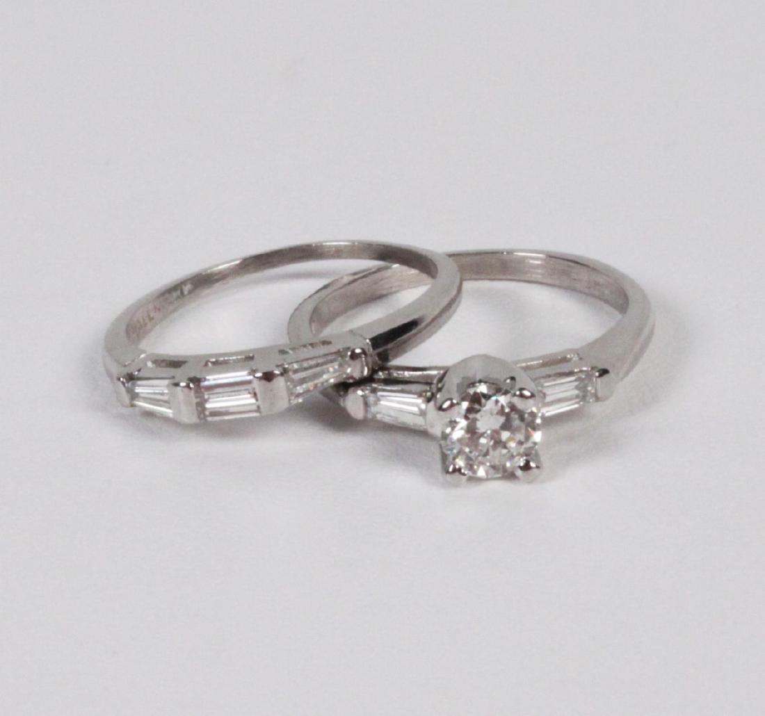 PLATINUM 2 PIECE DIAMOND BRIDAL SET;  0.55 CT CENTER (1 of 2)