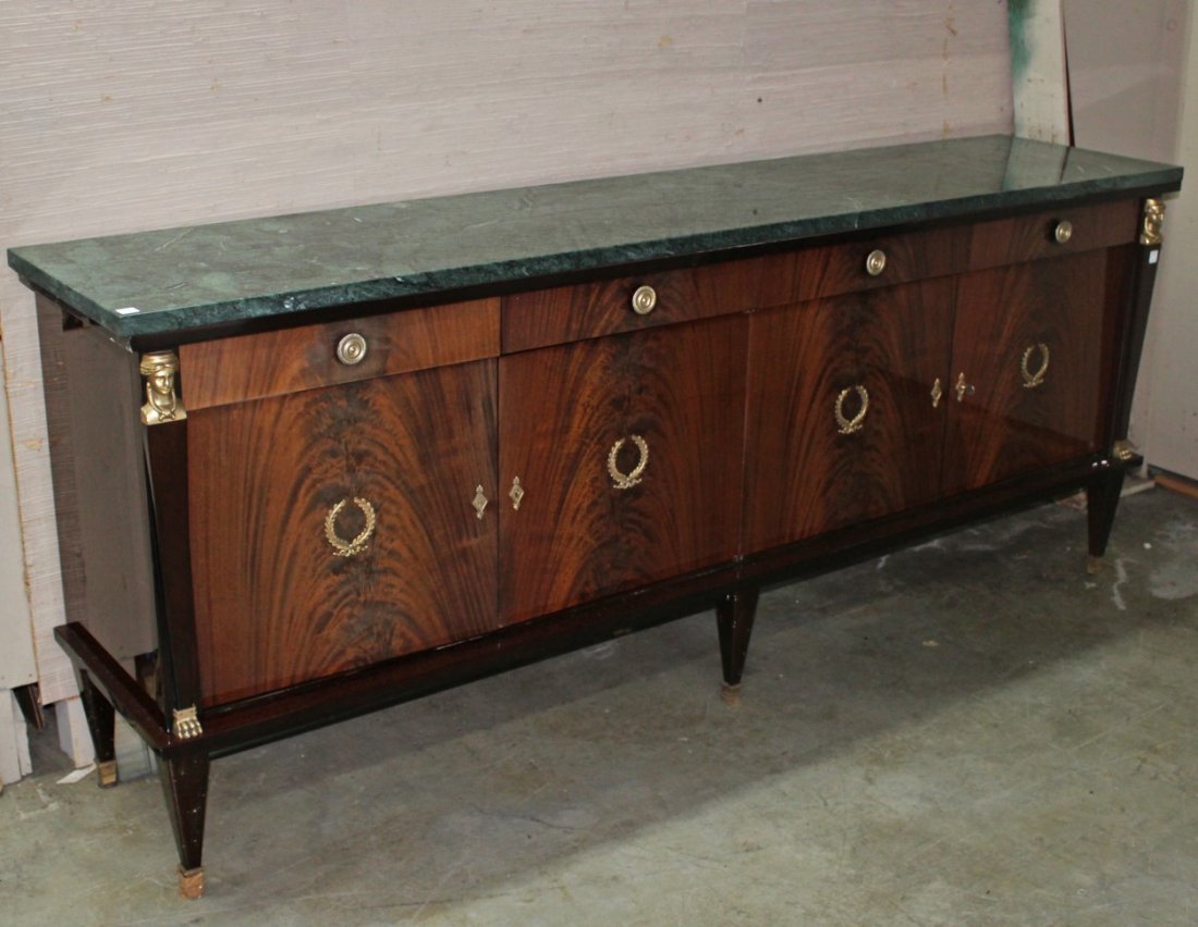 FRENCH EMPIRE MARBLE TOP MAHOGANY SIDEBOARD (1 of 9)