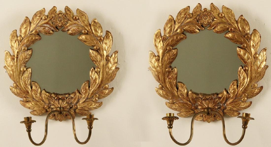 PR. OF WREATH DESIGN 2 LIGHT MIRRORED SCONCES (1 of 3)