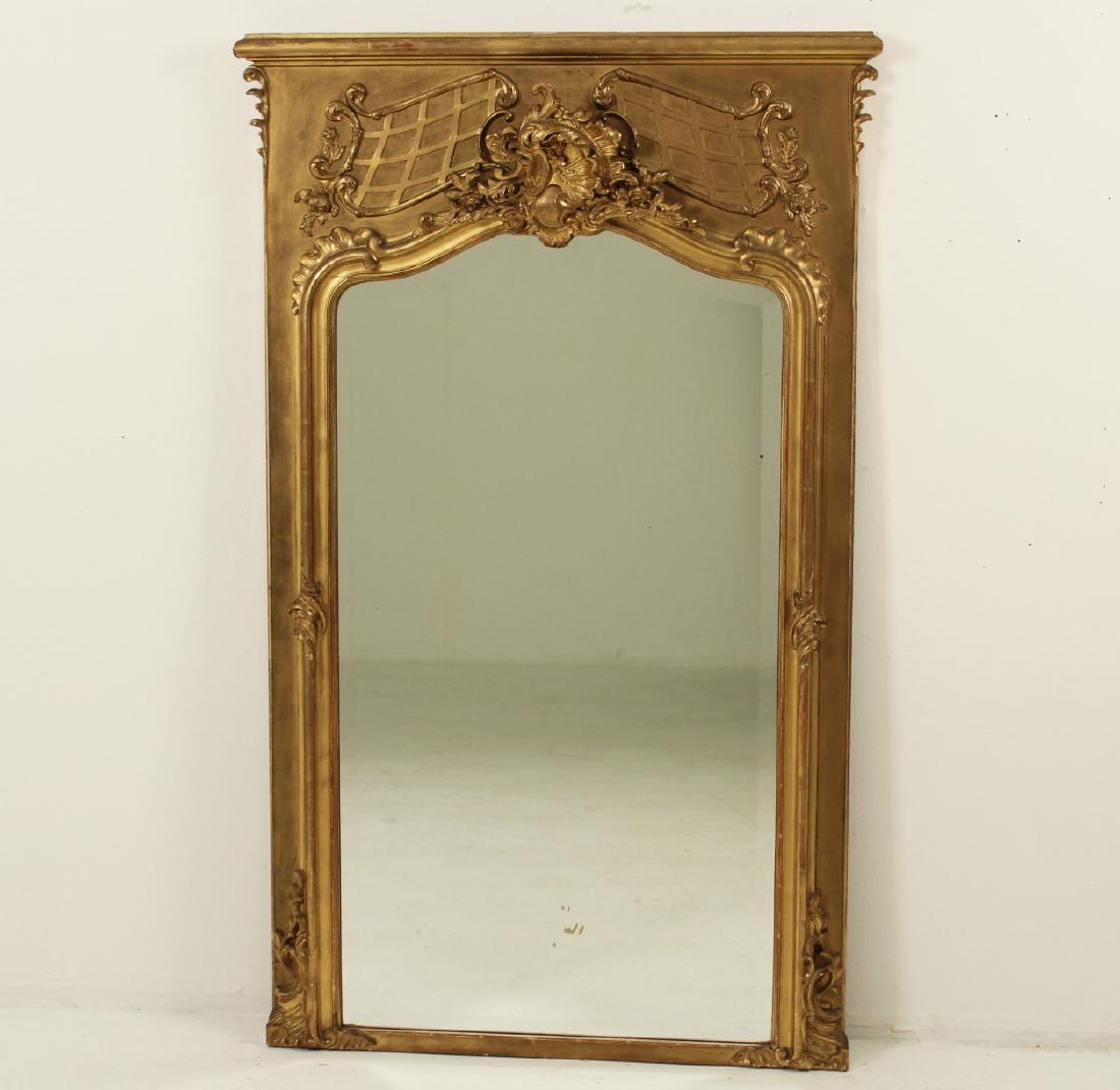LOUIS XV STYLE FRENCH CARVED GILT WOOD MIRROR (1 of 3)