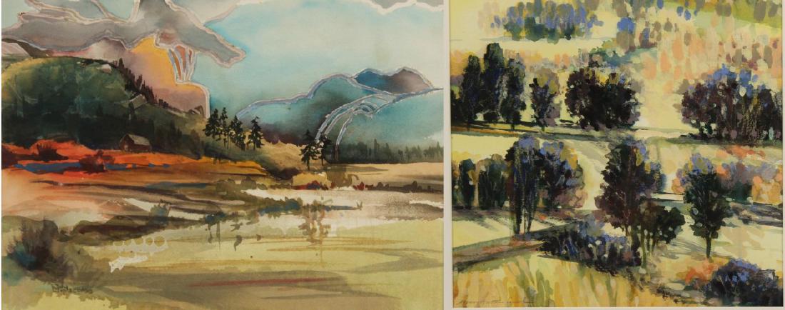 LOT OF TWO LANDSCAPES IN WATERCOLOR, SIGNED LIPSCOMB (1 of 7)