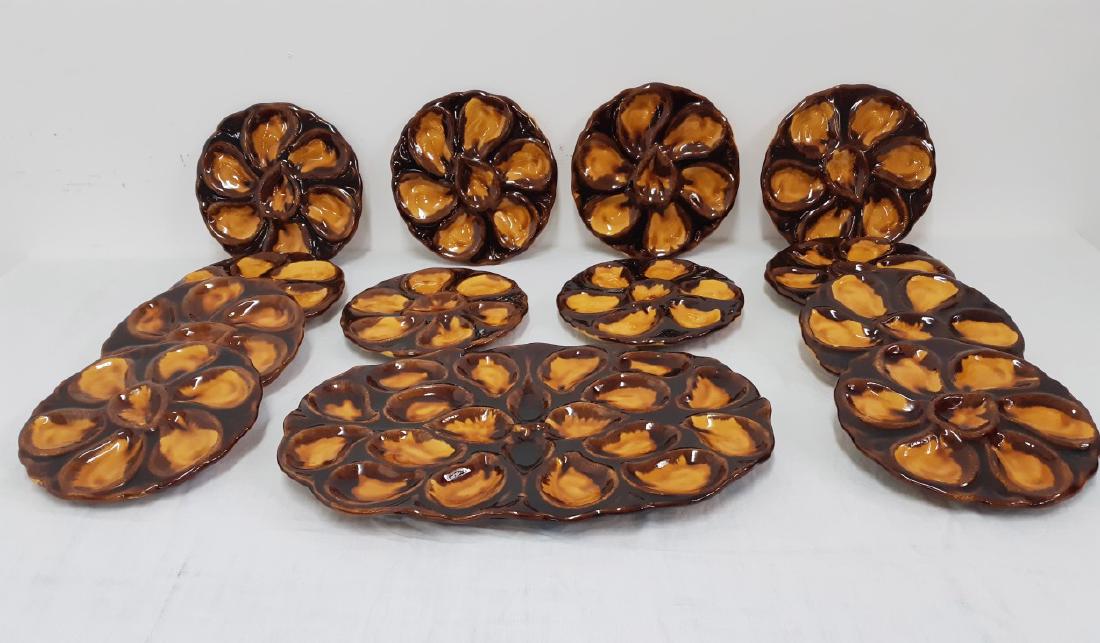 13 PIECE FRENCH GLAZE FAIENCE OYSTER SERVICE (1 of 3)