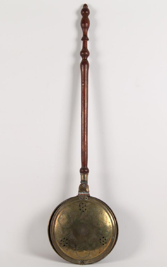 19TH C. FRENCH EMBOSSED BRASS BED WARMER (1 of 3)