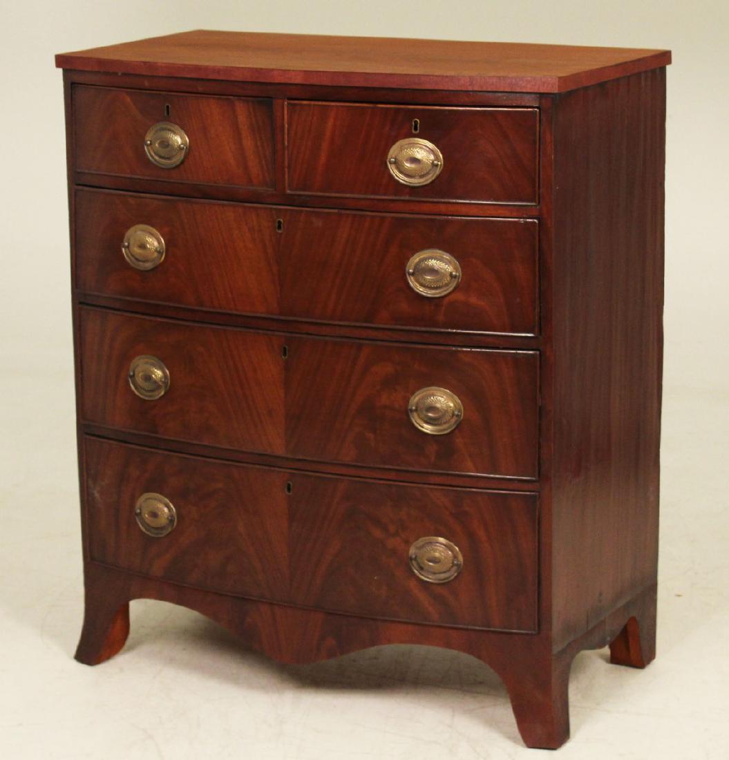 19TH C. ENGLISH SHERATON BOWFRONT CHEST (1 of 4)