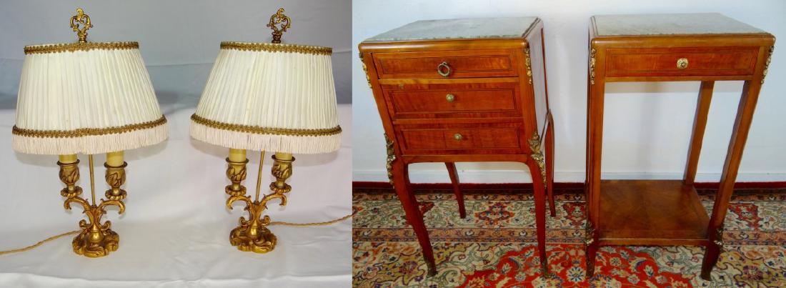 PR. OF MARBLE TOP STANDS AND PR. OF LAMPS (1 of 9)
