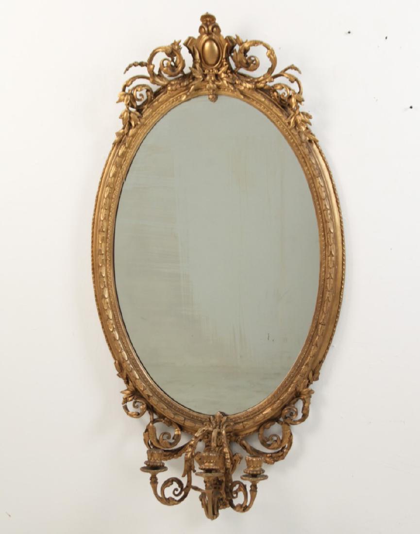 19TH C. FRENCH GOLD GILT MIRRORED SCONCE (1 of 3)