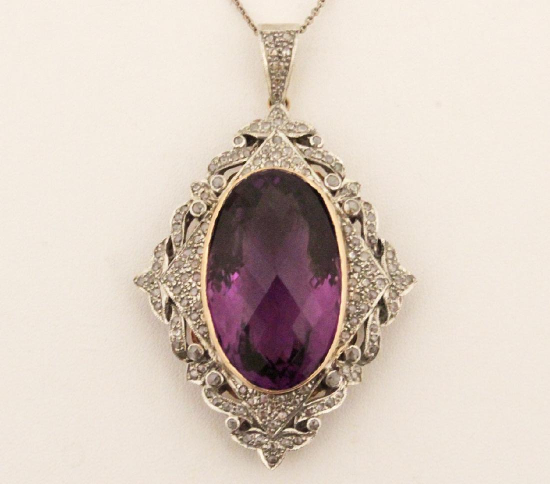 18K DIAMOND AND AMETHYST PENDANT (1 of 2)