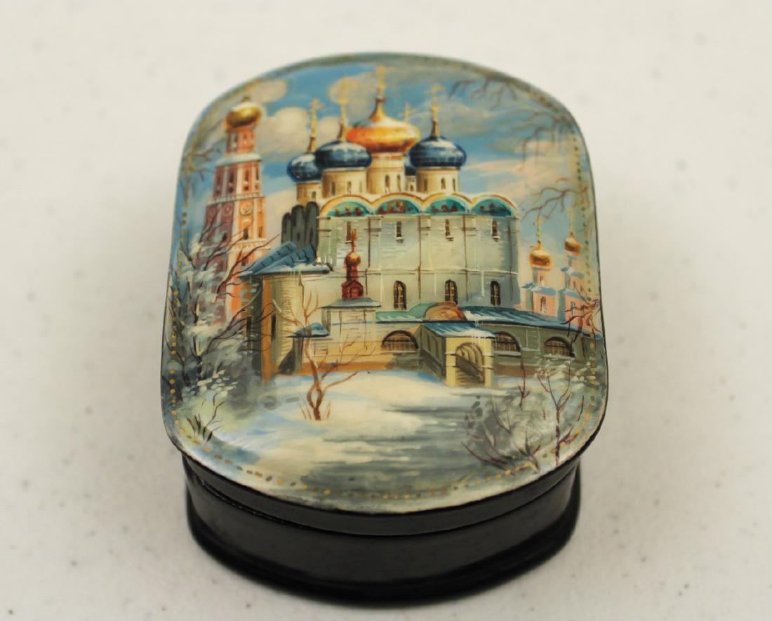 RUSSIAN HANDPAINTED  BLACK LACQUER BOX (1 of 4)