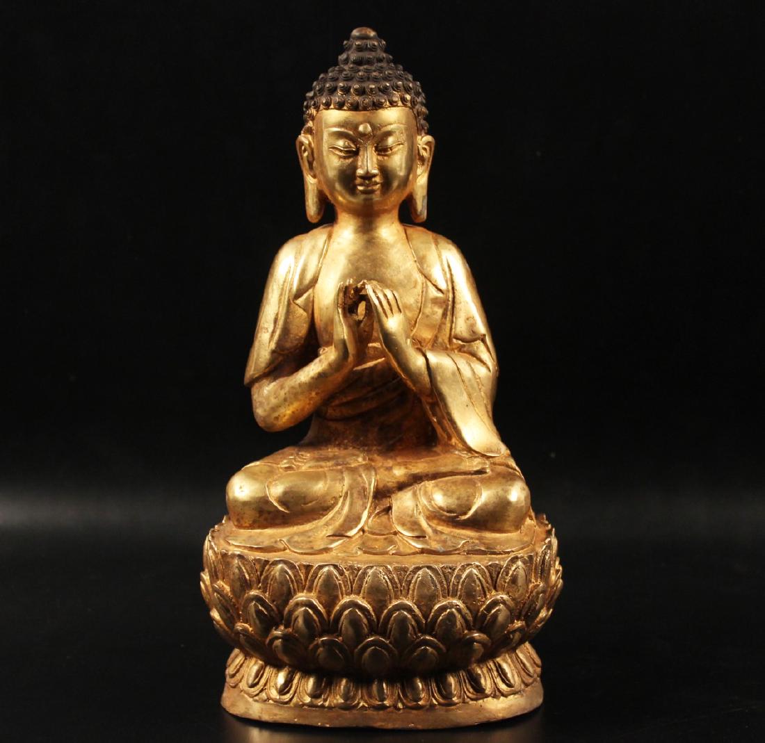 CHINESE GILT BRONZE BUDDHA (1 of 5)