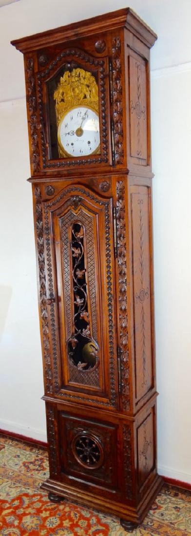 FRENCH BRITTANY STYLE WALNUT GRANDFATHER CLOCK (1 of 7)