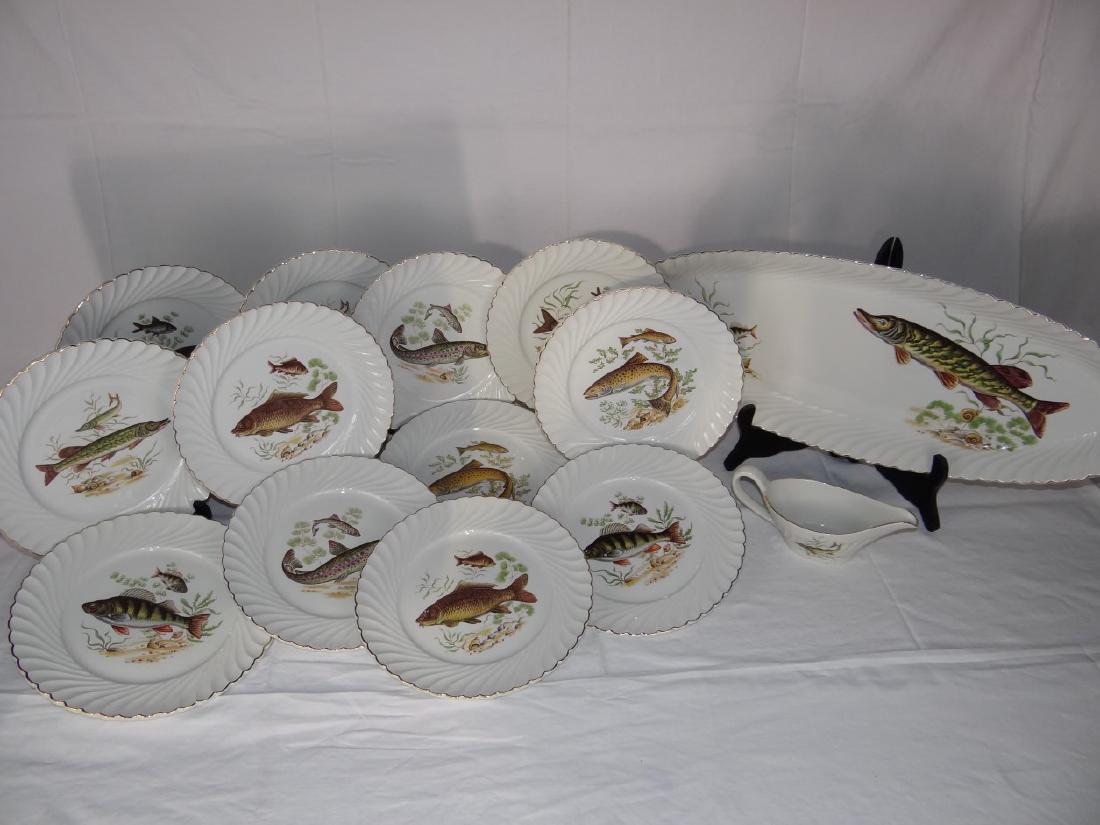 14 PC. LUNEVILLE" FRENCH PORCELAIN FISH SET (1 of 4)