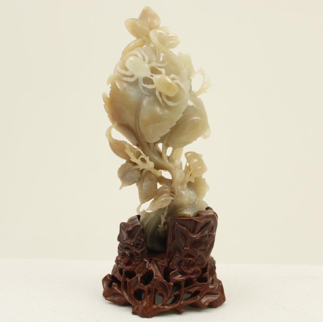 CHINESE CARVED JADE LOTUS FLOWER SCULPTURE (1 of 4)