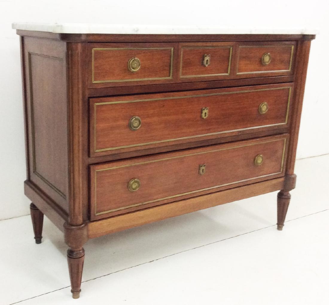 LOUIS XVI STYLE INLAID MARBLE TOP COMMODE (1 of 3)