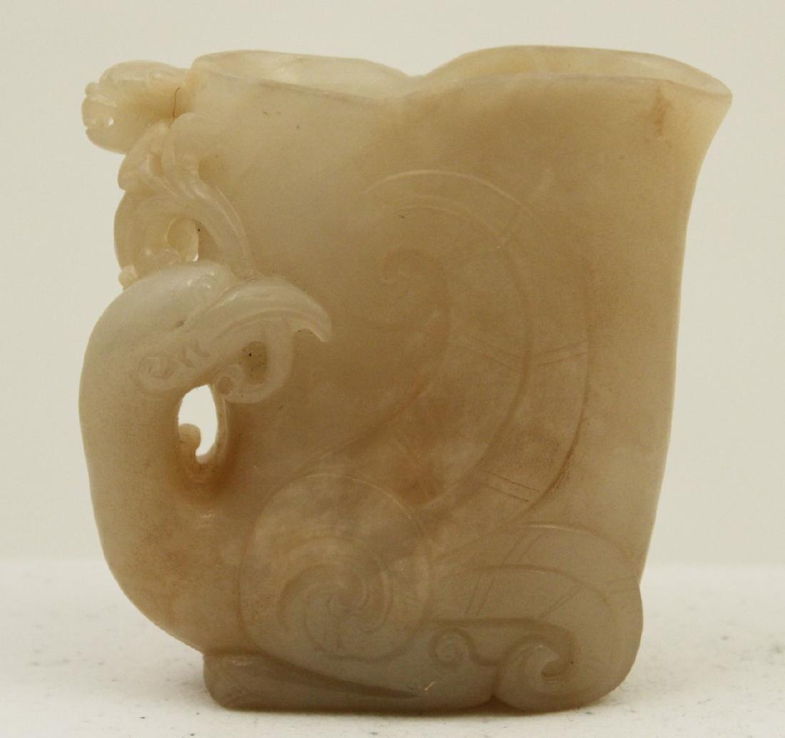 CHINESE CARVED JADE BRUSH POT (1 of 2)
