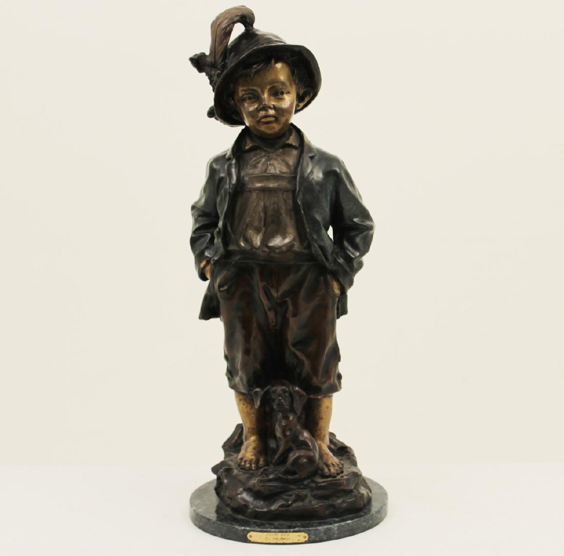 HAUBNER, 25" BRONZE SCILPTURE OF YOUNG BOY (1 of 5)